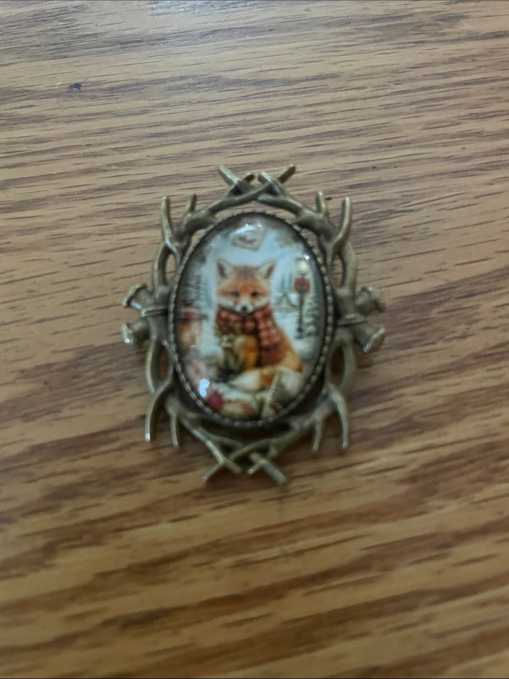 Fox Print Pet Brooch Pin - Brown Fox Design